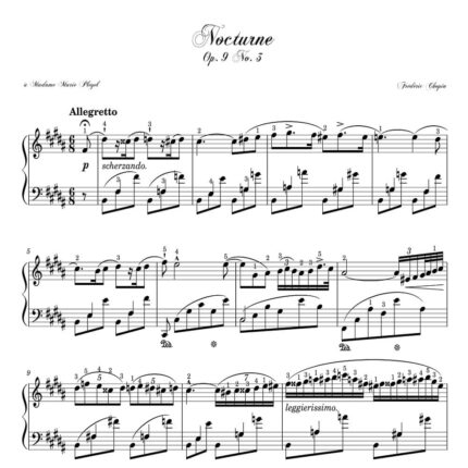 نت پیانو Nocturne Op.9 N.3 اثر chopin