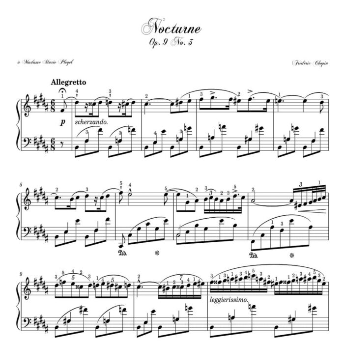 نت پیانو Nocturne Op.9 N.3 اثر chopin