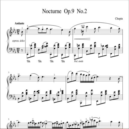 نت پیانو Nocturne Op.9 N.2 اثر chopin