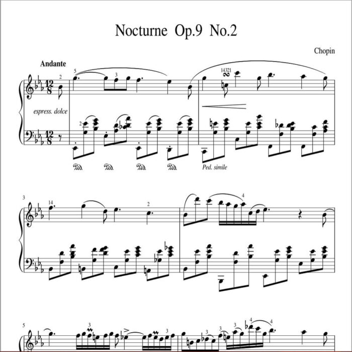نت پیانو Nocturne Op.9 N.2 اثر chopin