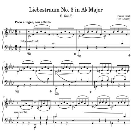 نت پیانو 3.Liebestraum N اثر Franz Liszt