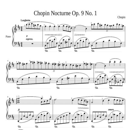 نت Nocturne Op.9 N.1 اثر chopin نسخه آسان