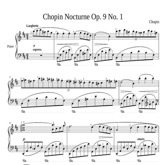 نت Nocturne Op.9 N.1 اثر chopin نسخه آسان