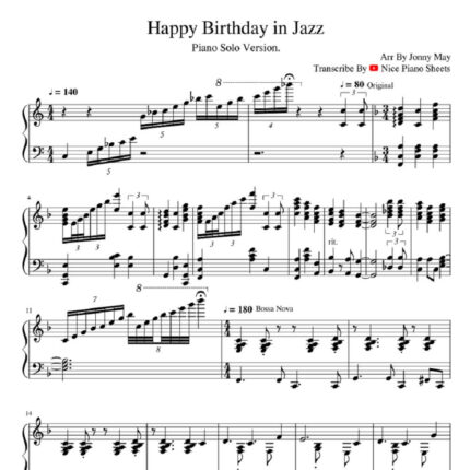 نت پیانو Happy Birthday (حرفه‎‎‎‎‎ای)